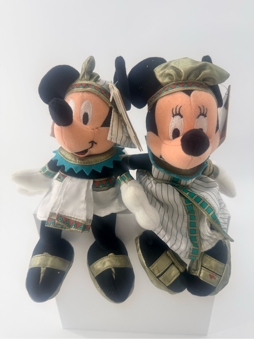 Disney Mickey & Minnie Plush Duo in Teal, Gold & Black